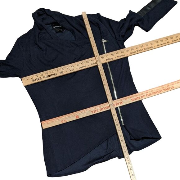 Fifteen Twenty R42013 Drape lamb leather sleeve patch jacket off center zipper L - Picture 4 of 10